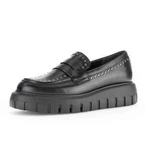 NWT GABOR US6 Slip On Platform Shoes Stud Details Leather Black - US 6
